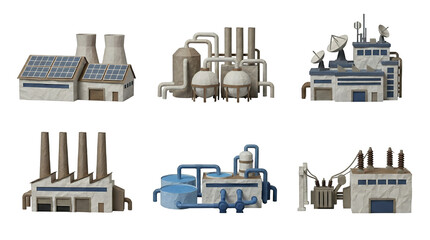 Naklejka premium Industrial factory and energy infrastructure collection.