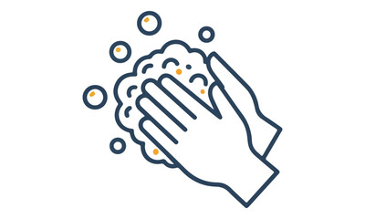 Fototapeta premium Hand Washing Icon with Soap Suds and Bubbles