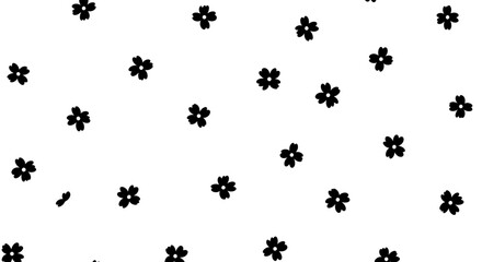 Black flowers on white background.