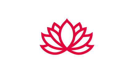 Obraz premium Minimalist Red Outline Lotus Flower Illustration - Stylized Graphic Design Element Vector Drawing