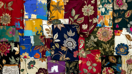 Fabrics floral collection with various colorful patterns and designs featuring textiles, materials, fashion with clothing and textiles industry