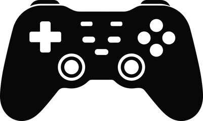 Video game controller silhouette isolated on white background, modern gaming console gamepad with buttons and joysticks, black vector illustration icon design. © Vector Sifat