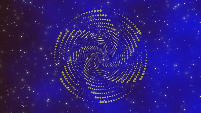 abstract golden spiral on blue sky background background. HD footage.