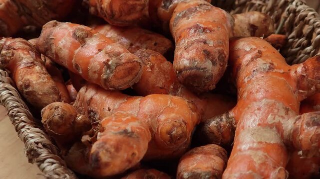 Close-up of ​​fresh turmeric.	