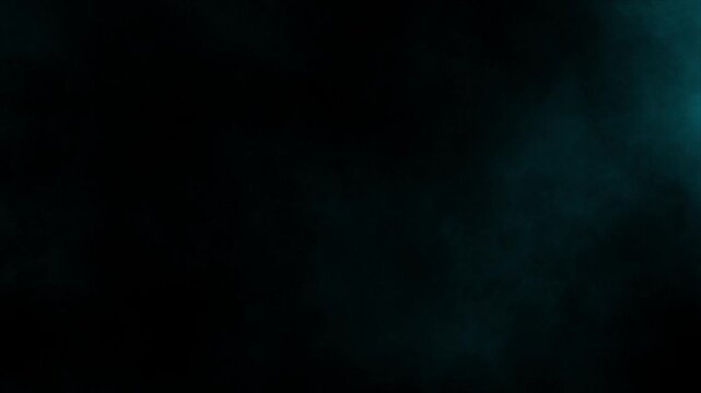 Subtle dark cyan arctic fog effect on right side. Isolated on black background, ideal for compositing