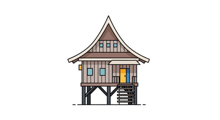 Traditional Stilt House Illustration