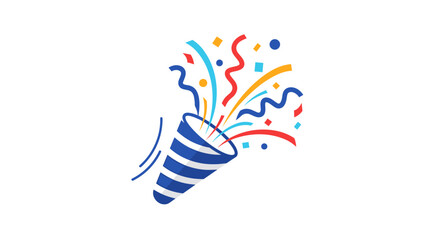 Obraz premium Exploding Party Popper with Colorful Confetti and Streamers