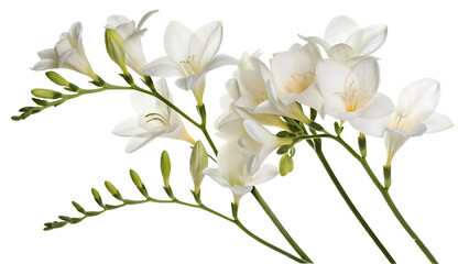 Obraz premium White Freesia Flowers in Full Bloom.