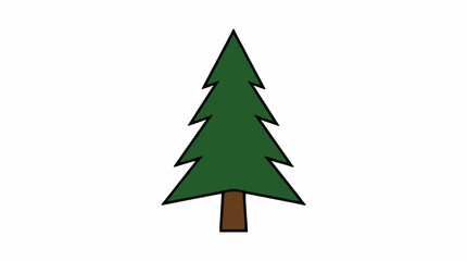 A Simple Stylized Green Christmas Tree with a Brown Trunk on a White Background Representing Nature and Seasons