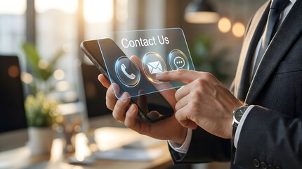 Customer Service Contact Us Hologram on Mobile Phone