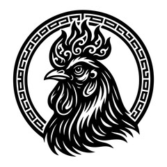 Stylized Rooster Head Circular Emblem © CllifforD