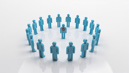 中心に立つ一人が承認される構図で表す選択と注目のコンセプト背景