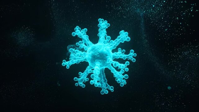 Microscopic Marvel: A stunning visualization of a single, vibrant virus particle, rendered with intricate detail, showcases the beauty and complexity of the microscopic world.