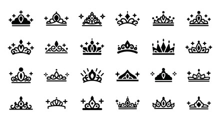 Collection of Twenty Various Crown Illustrations Displayed on a Plain Background © Steven