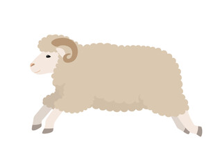 ジャンプする角のある羊_ベクターイラスト