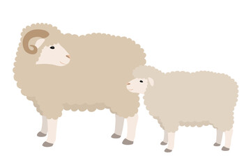 羊の親子のベクターイラスト