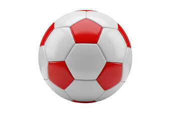 Fototapeta premium A red and white soccer ball on a plain white background isolated on transparent background