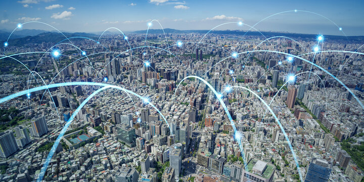 都市と通信ネットワークのコンセプトイメージ