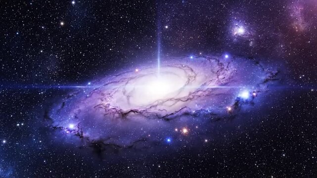 Beautiful spiral galaxy with vibrant colors and shining light rays, a cosmic wonder in deep space