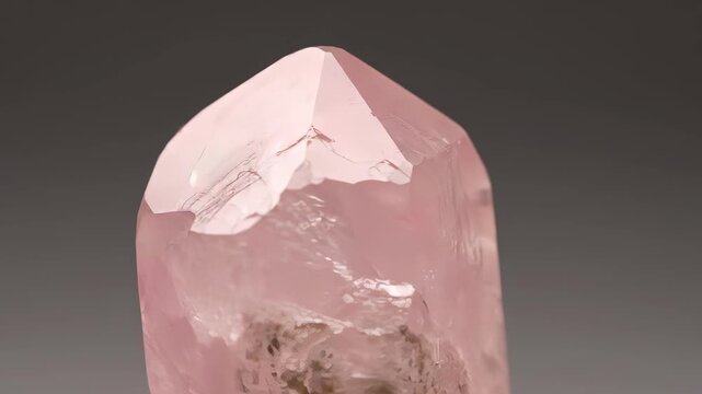 Rose Quartz Crystal: A close-up showcases a radiant rose quartz crystal, its soft pink hue and natural facets reflecting the subtle interplay of light.