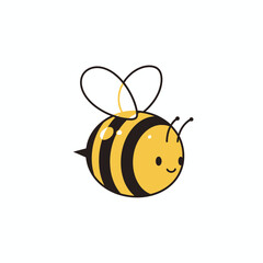 Smiling Cartoon Bee Character Illustration.