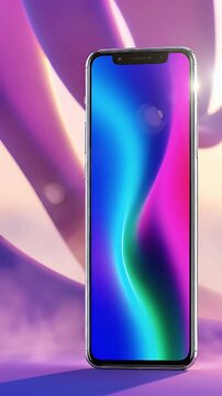 Modern smartphone mockup featuring vibrant abstract background gradients ideal for showcasing app designs digital marketing campaigns and technology product presentations with a sleek aesthetic
