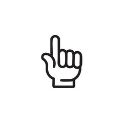 Obraz premium Simple line illustration of a hand gesture with index finger pointing upwards in a minimalist style on a plain background.