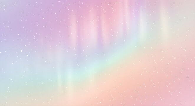 Pastel gradient abstract background with falling glitter. Gentle colorful aurora effect illustration for a festive, dreamy concept.