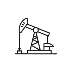 Oil pumpjack illustration in industrial setting viewed from the side with machinery and equipment