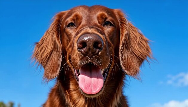 Perro Setter Irlandés mirando directamente a la cámara