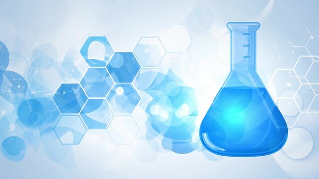 Cosmetology Technology Featuring a Blue Liquid and Geometric Shapes in a Lab Setting Generative AI
