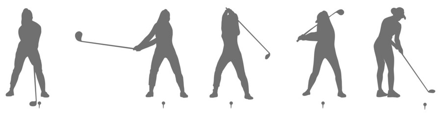  Golf player swing silhouette collection
