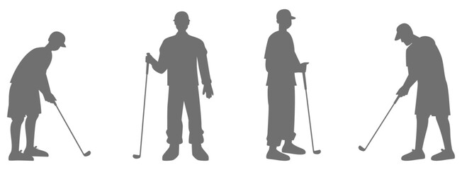  Golf player swing silhouette collection
