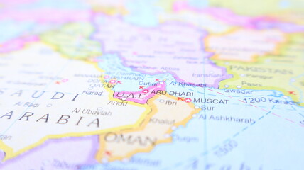 Naklejka premium United Arab Emirates Map: Saudi Arabia, Oman - Travel & Geography