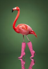 Naklejka premium Fashion Flamingo in Pink Boots