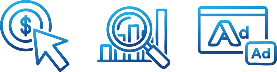 Search Engine Marketing and Advertising Line Icon © Icon-Graphy
