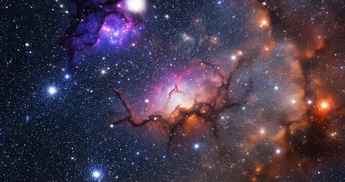 Vibrant Colorful Nebula in Deep Outer Space with Bright Stars and Cosmic Dust Clouds