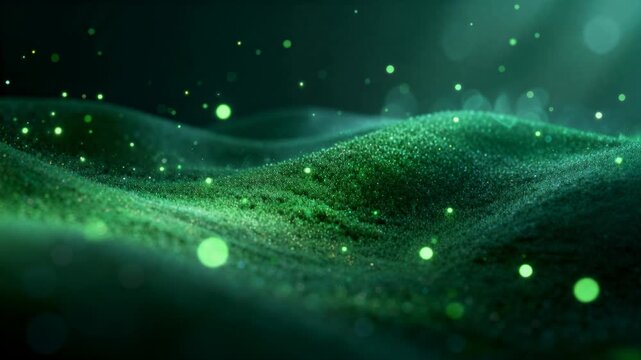 Ridge appearing right, granular wave shifting in studio, particles drifting, crest brightening