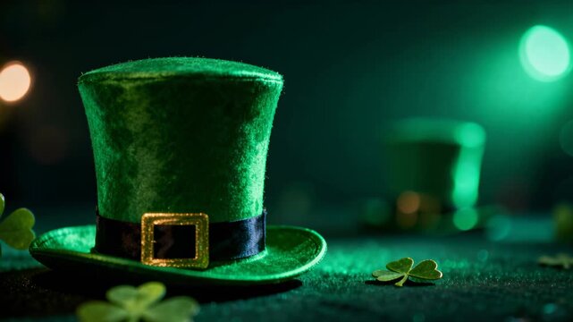 Receiving crop edit, artist blending green velvet St Patricks top hat into bar crop matching bokeh