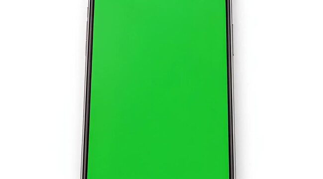 Modern Smartphone with Vertical Green Screen Mockup on White Background