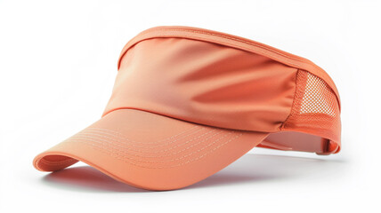 Modern orange sun visor cap isolated on white background, a functional and stylish accessory for sports and travel lifestyle.