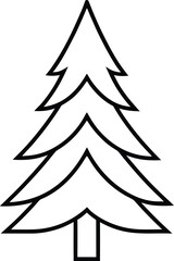 Obraz premium Pine tree line art vector with thin black outline