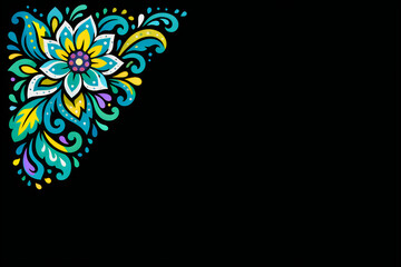 Colorful floral corner design element