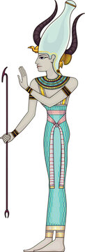 Satis . Egyptian ancient symbol. Isolated figure of ancient egypt god.
