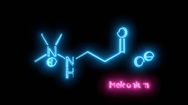 Meldonium anti-ischemic drug molecule. Used in treatment of angina and myocardial infarction. Skeletal formula. Neon glowing.