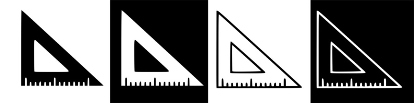 Geometric Set Squares for Education and Design: Abstract Illustration of Drafting Tools on Black
