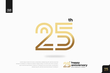 25th anniversary gold corporate logotype with luxury minimal number design