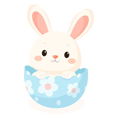 Obraz premium Vector cartoon image of an Easter bunny. Easter holiday concept: Easter cakes, eggs, bunny, etc. Element for your design.