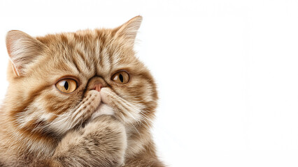 Thinking meme cat with copy space on white background  cat-meme_1303