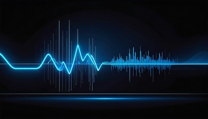 Naklejka premium Dynamic Blue Sound Waveform on Dark Background.